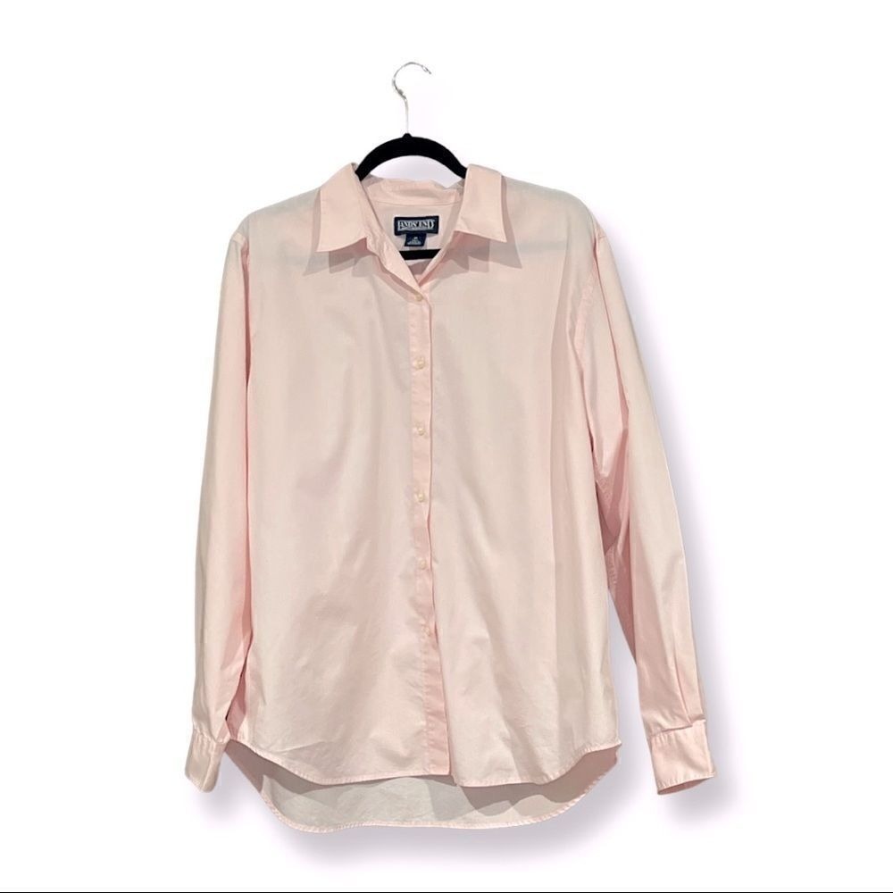 Lands'‎ End Pink Button Down Shirt Long Sleeve Classic 18 Tall